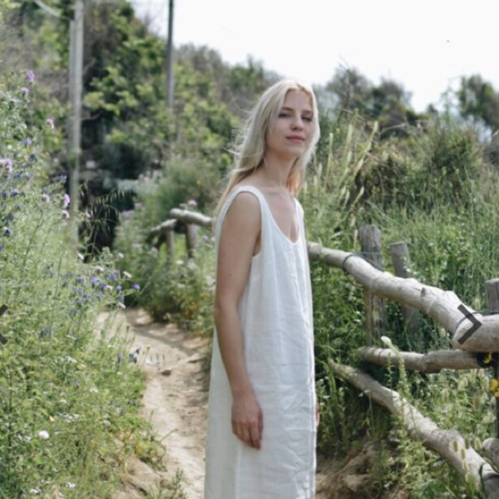 GREEN LinenFox Monstera Dress